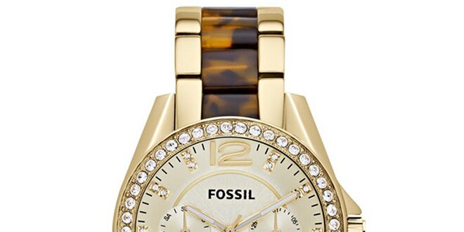 Dámske pozlátené hodinky so zirkónmi Fossil