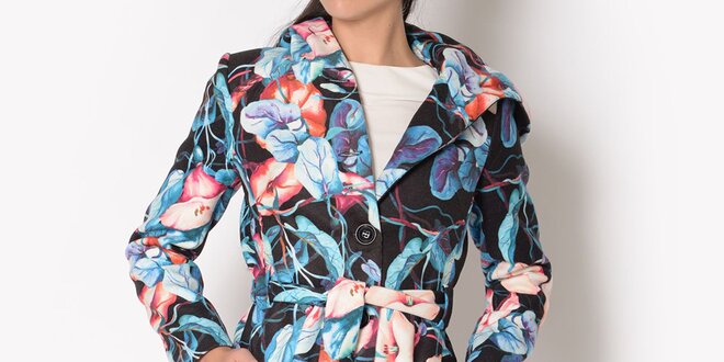Dámsky kvetinový kabát s kapucňou Santa Barbara