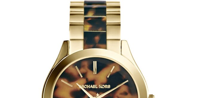 Dámske pozlátené hodinky so vzorovaným ciferníkom Michael Kors
