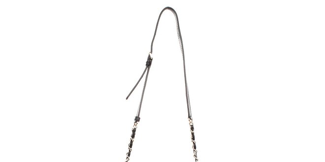 Dámska malá kožená kabelka so zebrovanou klopou a retiazkovým popruhom DKNY