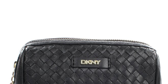 Dámska prepletaná kožená kozmetická taška DKNY
