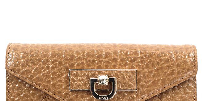 Dámska podlhovastá kožená peňaženka v hnedej farbe DKNY