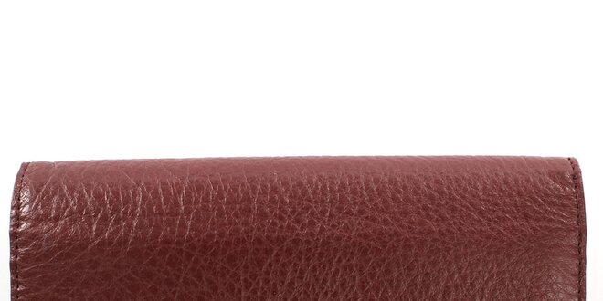 Dámska podlhovastá kožená peňaženka vo vínovej farbe DKNY