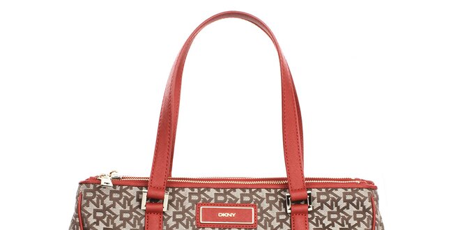 Dámska kabelka s nápismi a červenými detailmi DKNY