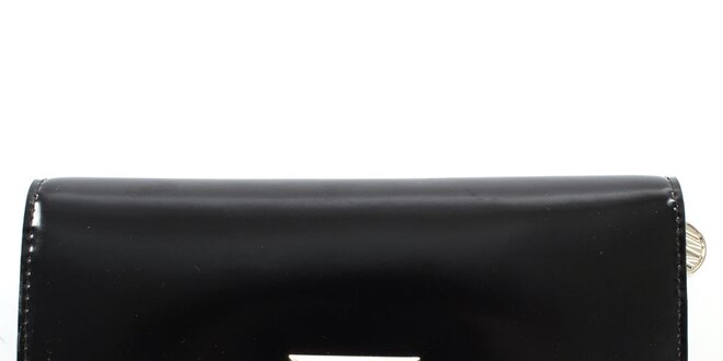 Dámska čierna lesklá podlhovastá peňaženka DKNY