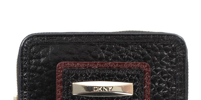 Dámska kožená čierna peňaženka s plieškom DKNY