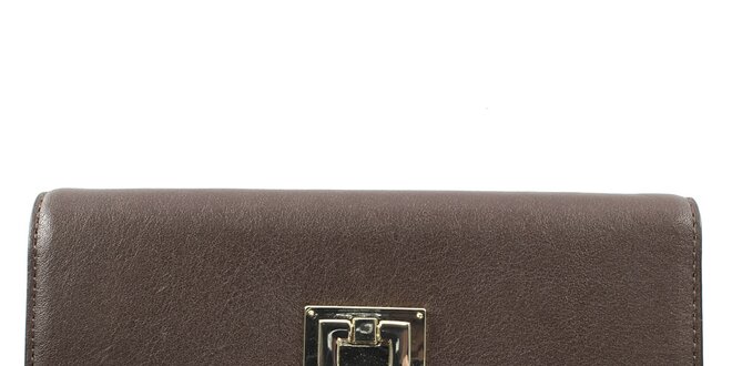Dámska tmavo hnedá kožená peňaženka DKNY