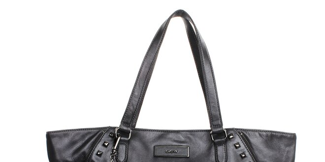 Dámska kabelka s cvočkami v metalickom čiernom prevedení DKNY