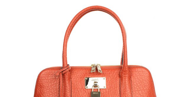 Dámska kožená kabelka v oranžovom odtieni DKNY