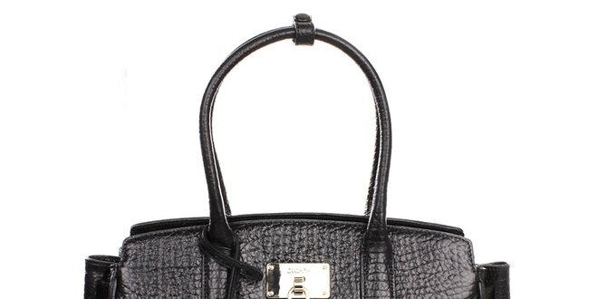 Dámska čierna kabelka s hrubým povrchom DKNY