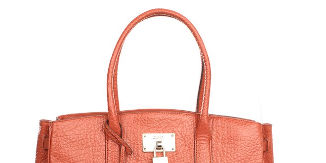 Dámska oranžová kabelka s hrubou štruktúrou DKNY