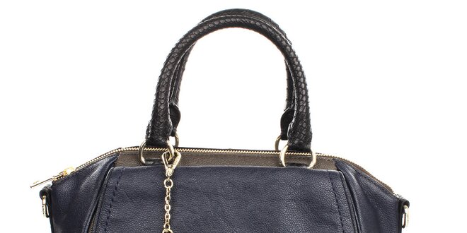 Dámska kožená trojfarebná kabelka s guľatým príveskom DKNY