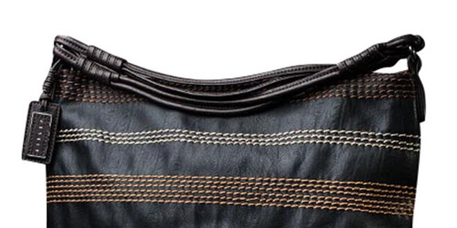 Dámska čierna kabelka s kontrastným prešívaním Sisley
