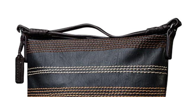 Dámska čierna kabelka s dekoratívnym prešívaním Sisley