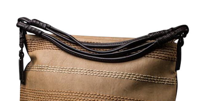 Dámska béžová kabelka s dekoratívnym prešívaním Sisley