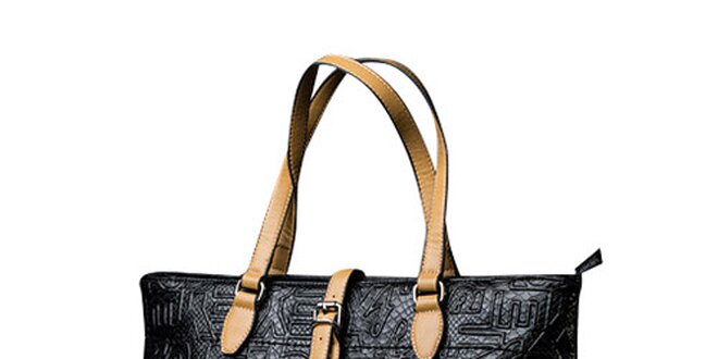 Dámska čierna kabelka s kontrastnými pútkami Sisley