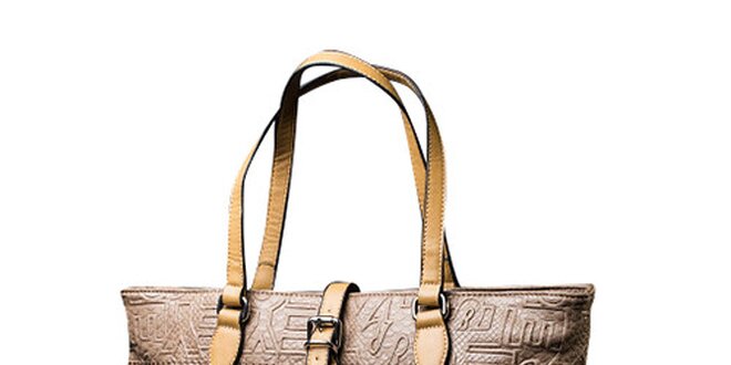 Dámska svetlo béžová kabelka s kontrastnými pútkami Sisley