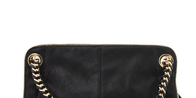 Dámska čierna kabelka s kombinovaným pútkom Sisley