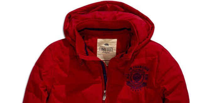 Pánska červená zimná bunda s kapucňou Timeout