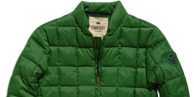 Pánska zelená zimná bunda s prešívaním Timeout