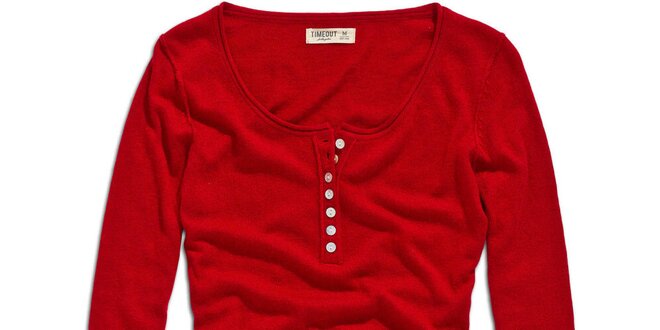 Dámsky červený sveter s gombíkmi Timeout
