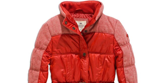 Dámsky zimný červený kabát s opaskom Timeout