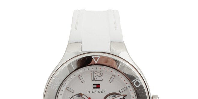 Dámske analógové hodinky s bielym silikónovým remienok Tommy Hilfiger