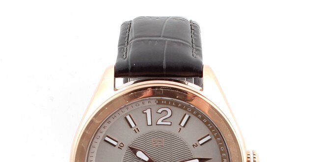 Dámske hodinky so vzorovaným koženým remienok Tommy Hilfiger