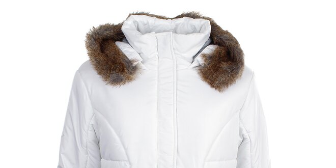 Dámska biela bunda s kapucňou Loap