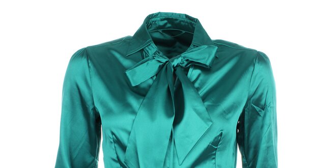 Dámska leská košeľa s kravatou v zelenom prevedení Phard