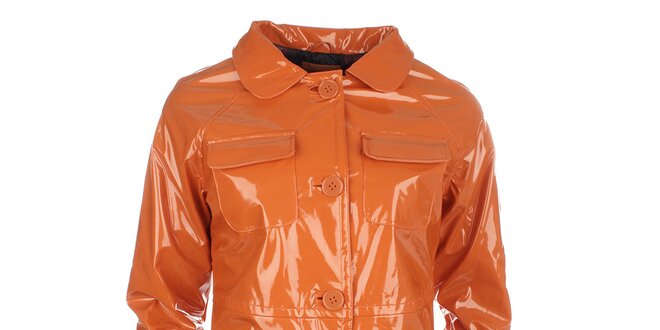 Dámsky oranžový lesklý kabát s gombíkmi Phard