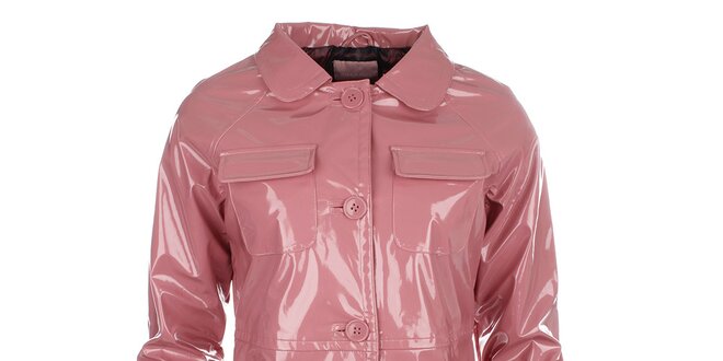 Dámsky ružový lesklý kabát s gombíkmi Phard