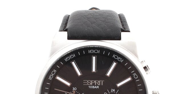 Pánske hodinky s okrúhlym tmavým ciferníkom Esprit