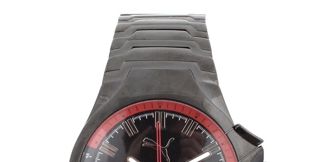 Pánske čierne hodinky s chronografom Puma