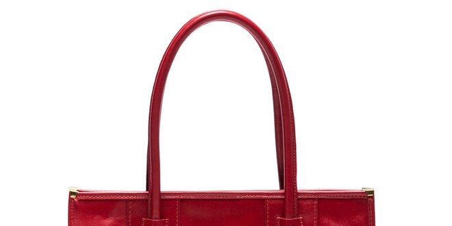Dámska kožená kabelka s pevnými ušami v červenej farbe Mangotti