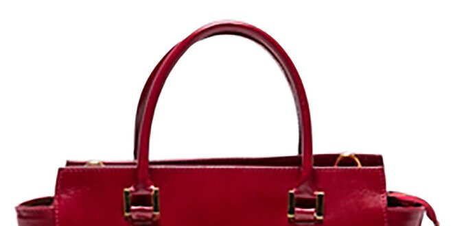 Dámska kožená červená kabelka so zipsovou vreckom Mangotti