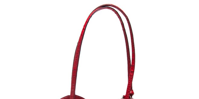 Dámska červená kabelka s krokodílim motívom Mangotti