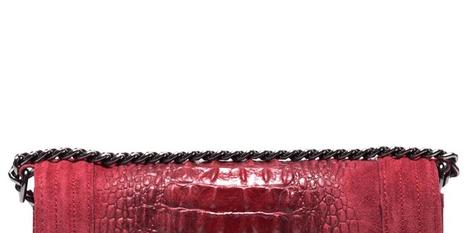Dámska červená mini kabelka s retiazkovým pútkom Mangotti