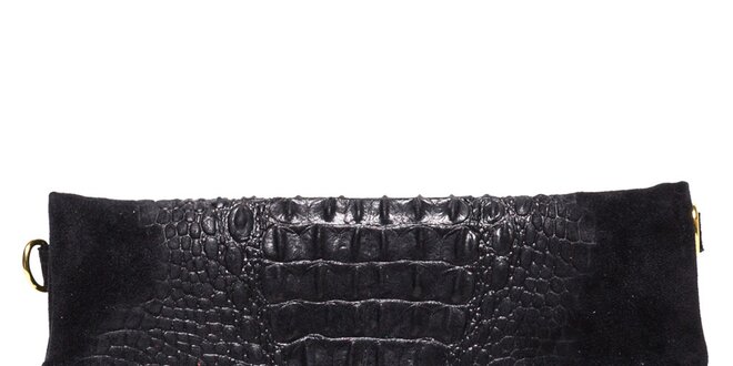 Dámska čierna vzorovaná kabelka so strapcom Mangotti