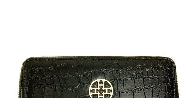 Dámska čierna kožená peňaženka Hope s haďou štruktúrou