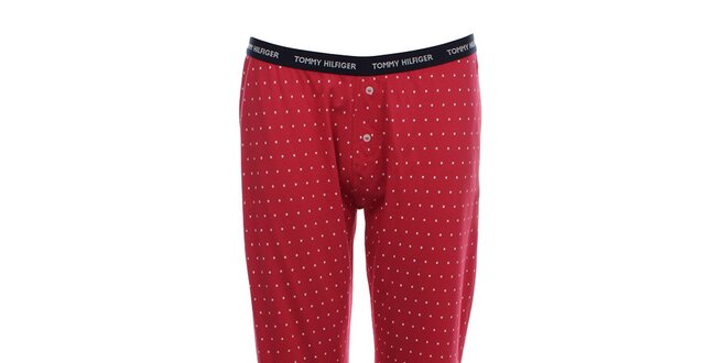 Dámske červené pyžamové nohavice s bielymi bodkami Tommy Hilfiger