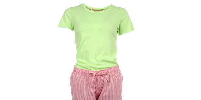 Dámske pyžamo - tričko s krátkym rukávom a pruhované nohavice Tommy Hilfiger