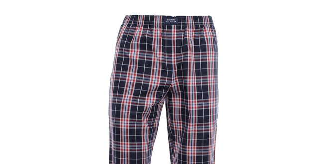 Pánske modro-červené kárované pyžamové nohavice Tommy Hilfiger