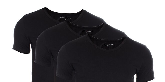 Set troch pánskych čiernych tričiek Tommy Hilfiger