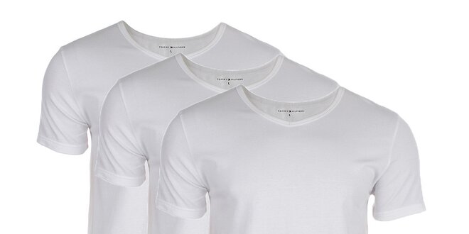 Sada troch pánskych bielych tričiek Tommy Hilfiger
