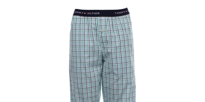 Pánske svetlo modré kárované pyžamové nohavice Tommy Hilfiger