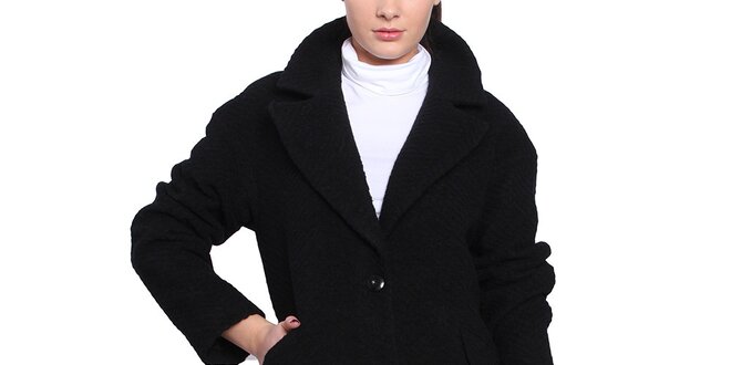 Dámsky čierny oversized kabát Vera Ravenna