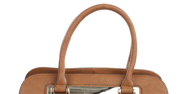 Dámska hnedá kabelka s kovovým detailom Gorétt