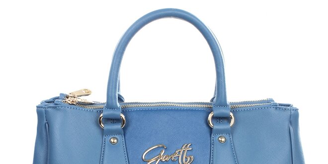 Dámska modrá kabelka s kovovým nápisom Gorétt