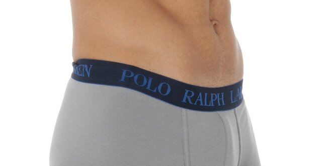 Pánske šedé boxerky Polo Ralph Lauren s modrým lemom